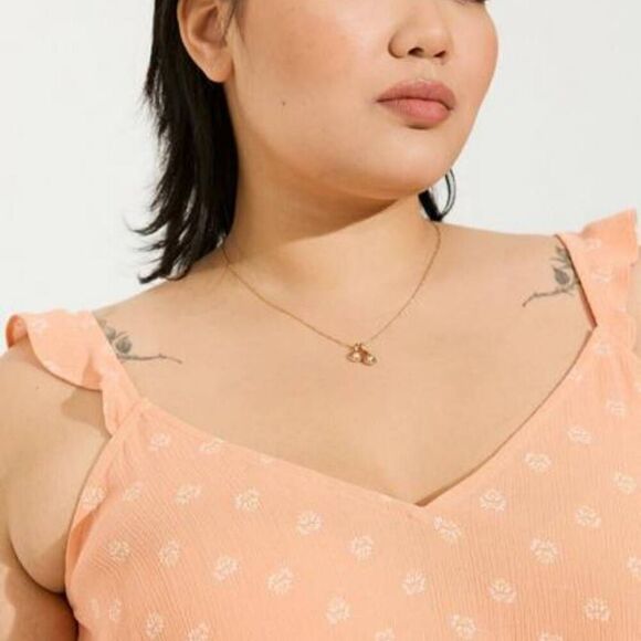 Torrid Plus Size V-Neck Ruffle Strap Tank Top Blouse - Picture 3 of 5